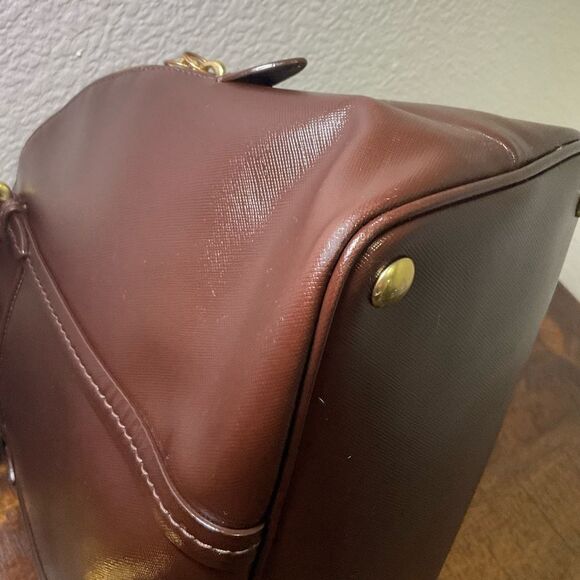 Coach Peyton Leather Cora Domed Satchel F25671 Brass/ Mahogany‎ - Picture 8 of 16